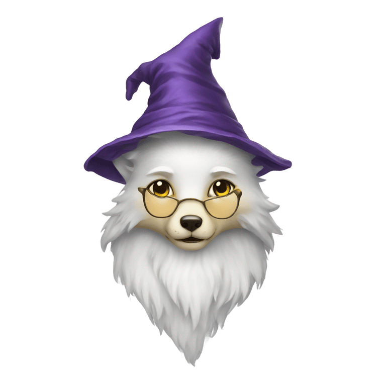 genmoji: white fox wizard