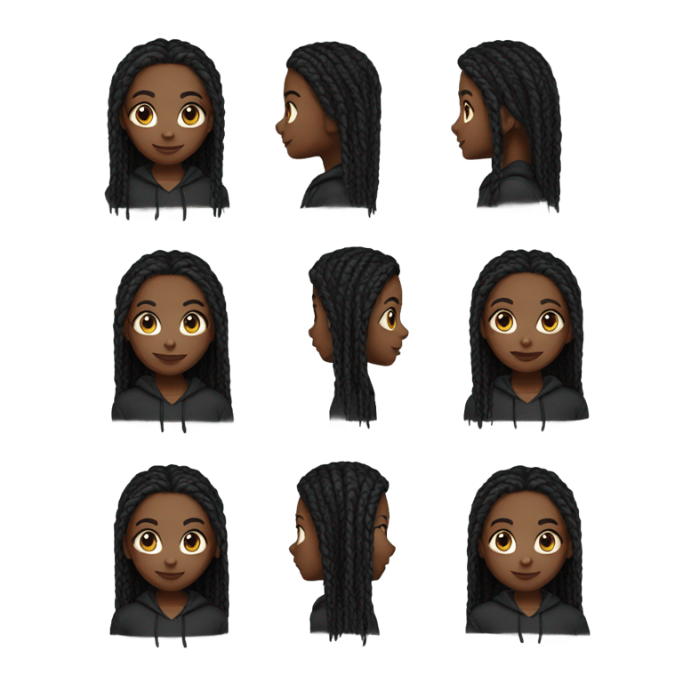 genmoji：黑皮肤的女孩，长黑发，穿黑色夹克。
