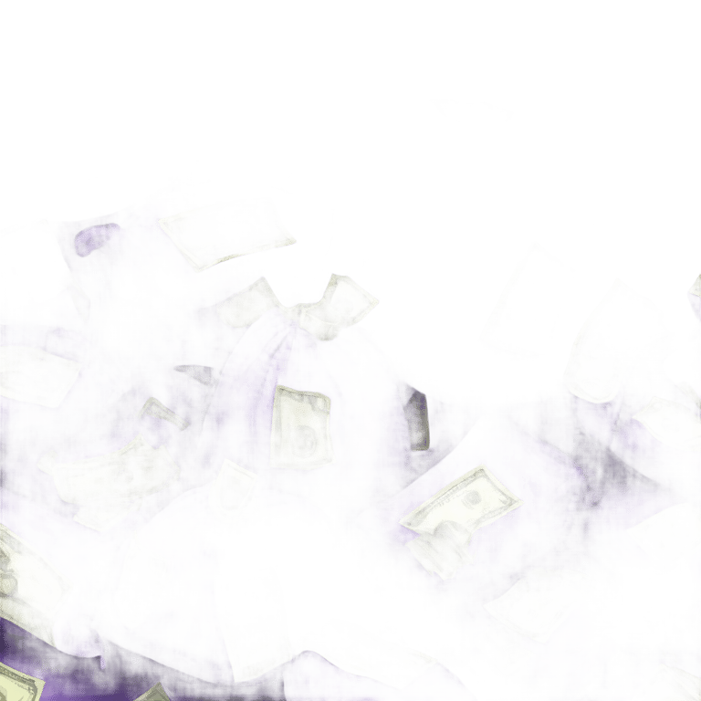 genmoji : Sacs violets avec de l'argent à l'intérieur