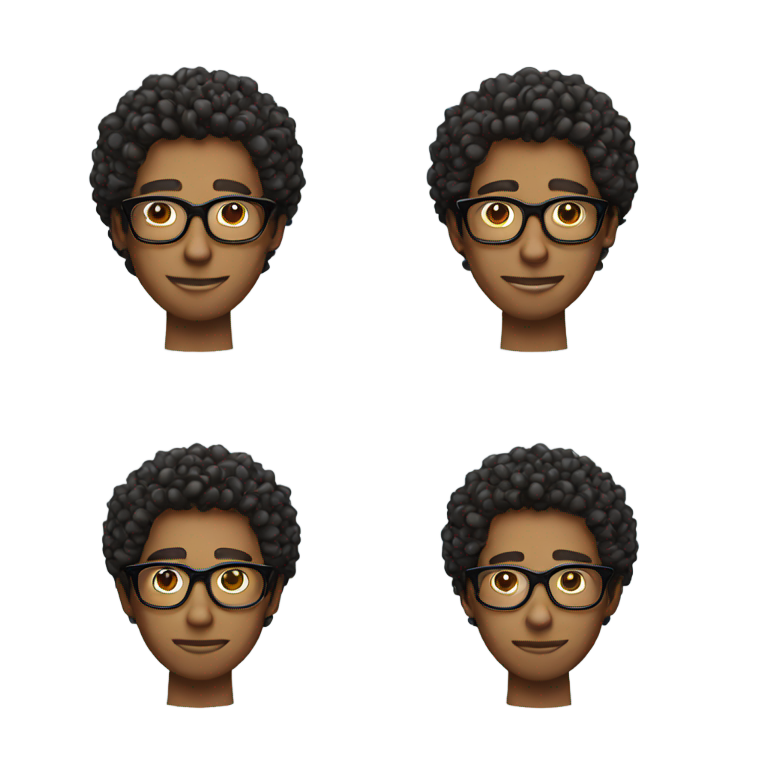 genmoji：戴眼镜的卷发男