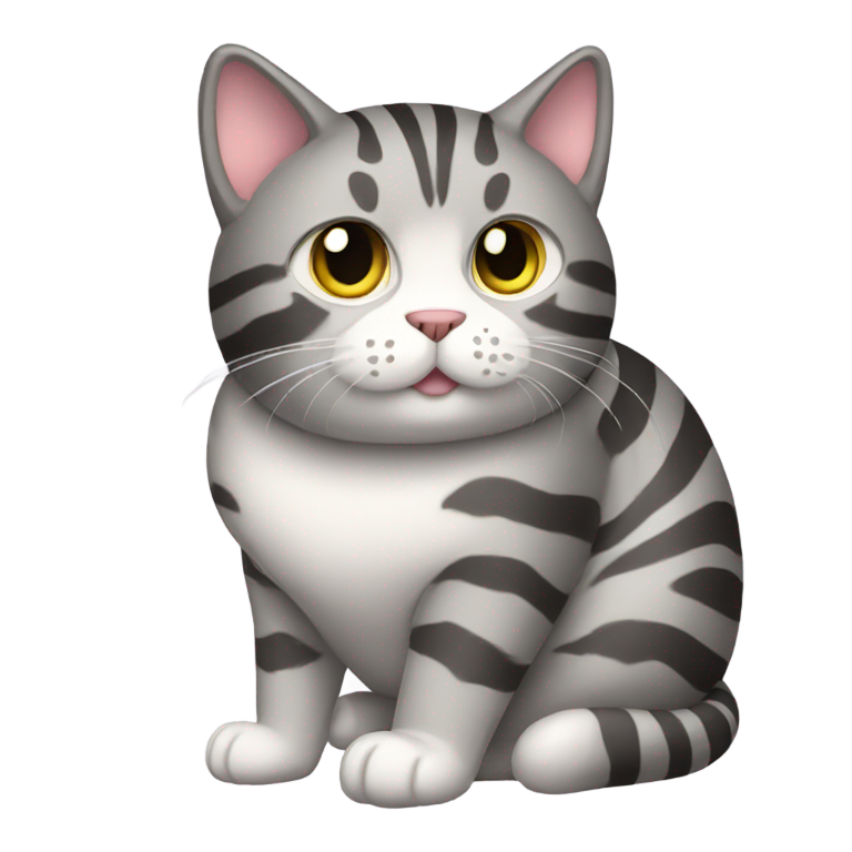 genmoji：胖灰条纹猫全身
