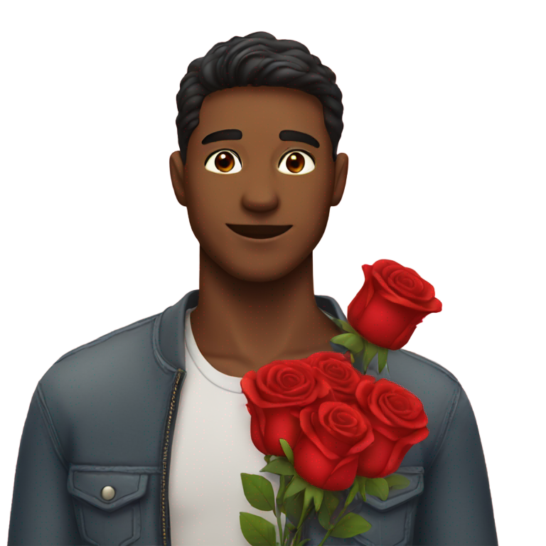 genmoji : Homme avec des roses rouges