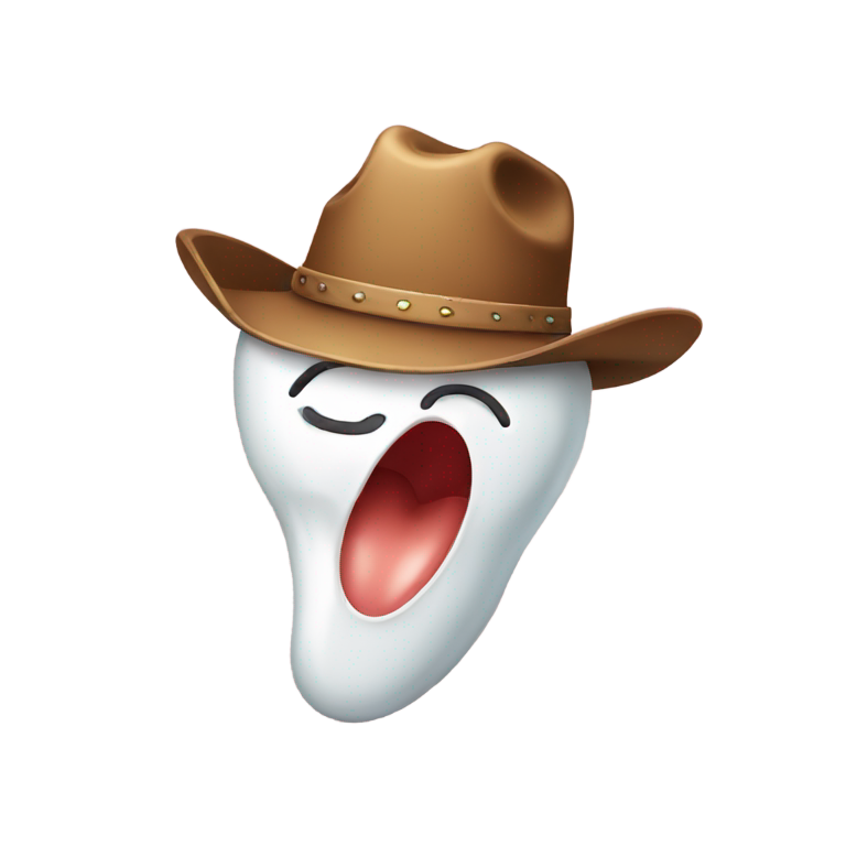 genmoji : Dent qui pleure avec chapeau de cowboy