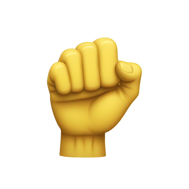 genmoji : Poing fermé jaune horizontal avec 4 doigts fermés et le pouce pointé vers la droite