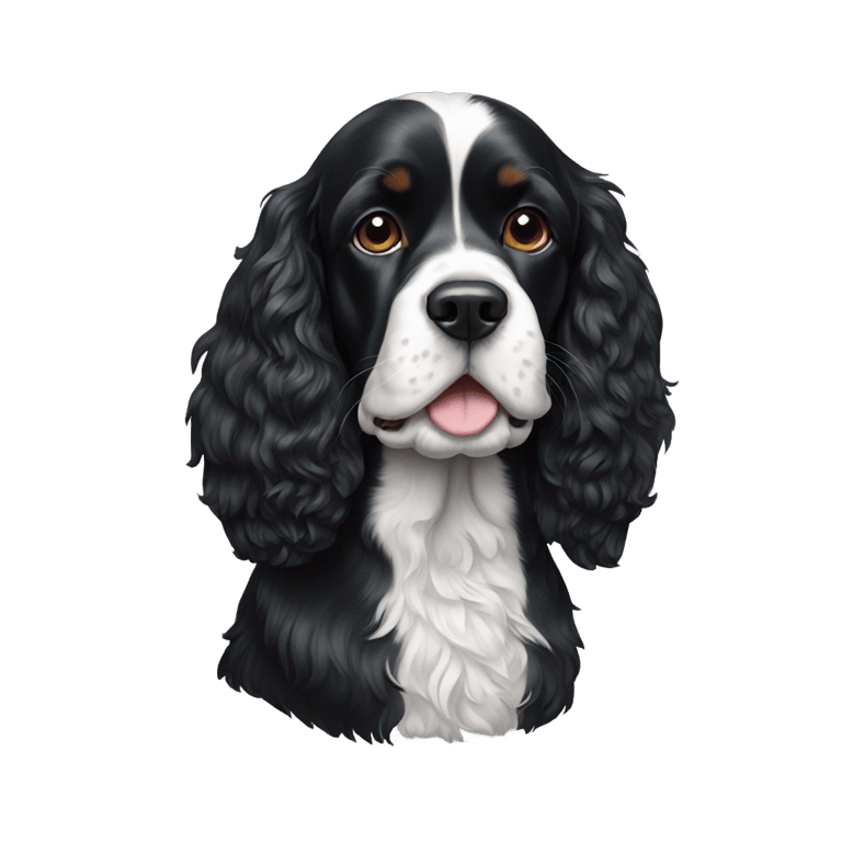 絵文字：Black cocker spaniel white on chest