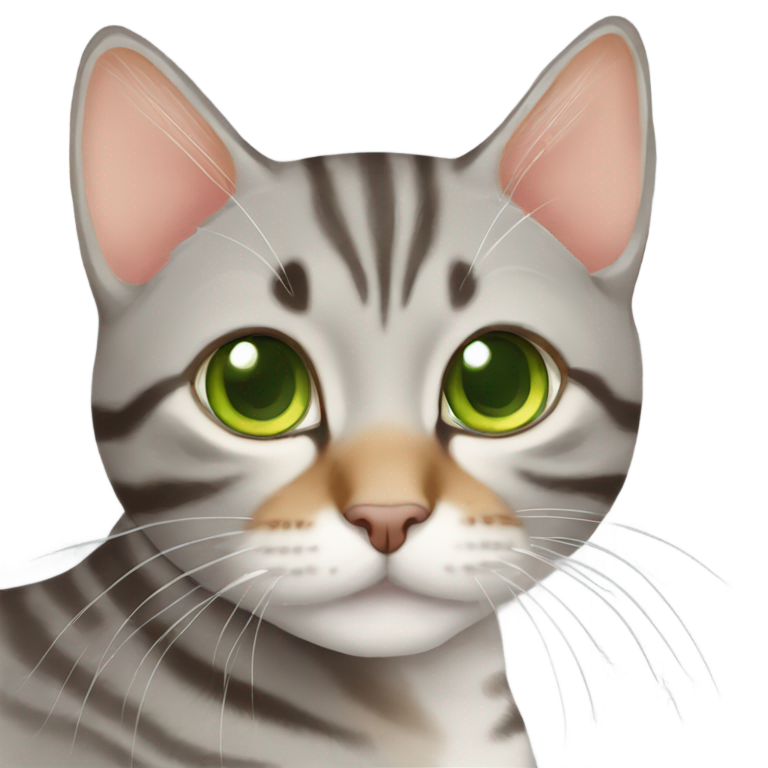 genmoji: tabby shorthair grey ginger striped cat green eyes