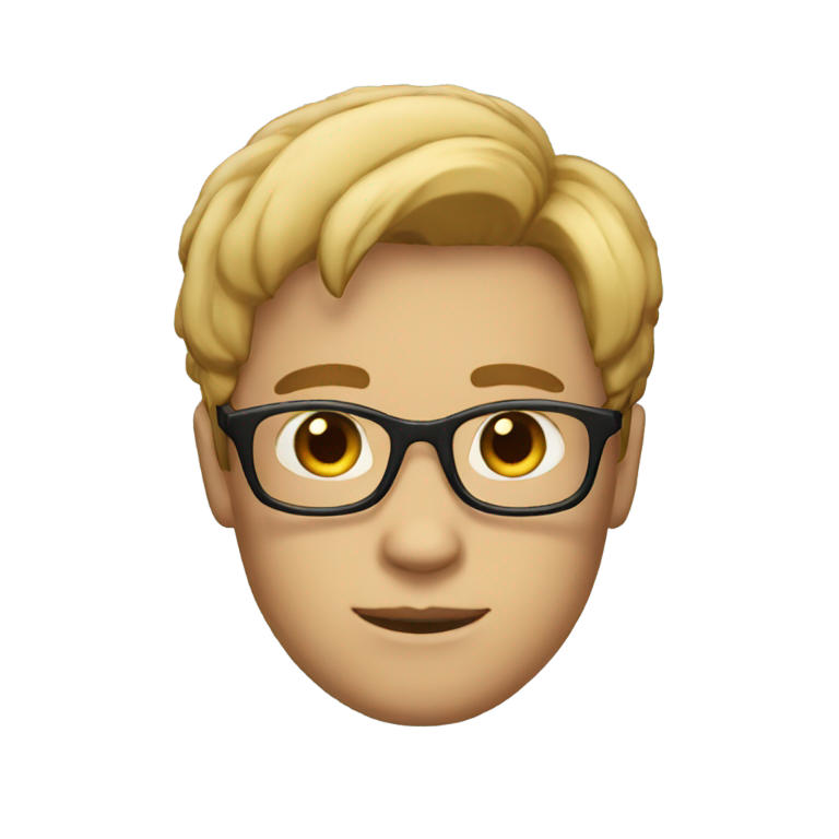 genmoji: make him and give him glasses with slightly darker skin. more hair