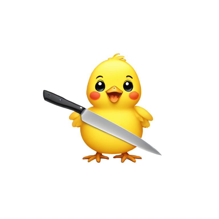 genmoji：小鸡拿着刀