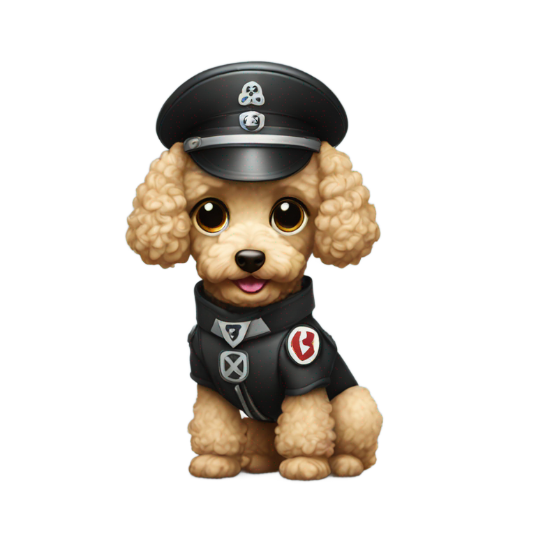 genmoji：一只戴着纳粹装备的小贵宾犬