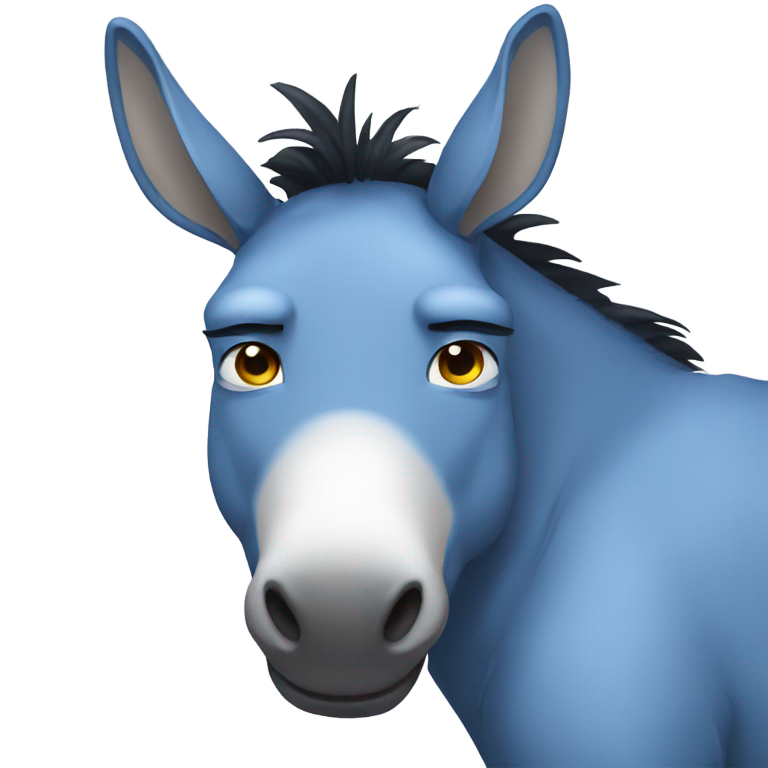 genmoji: a blue donkey sad