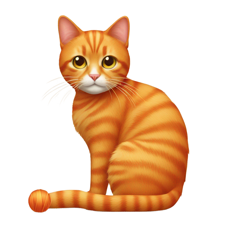 genmoji: Orange cat with yarn ball on their back