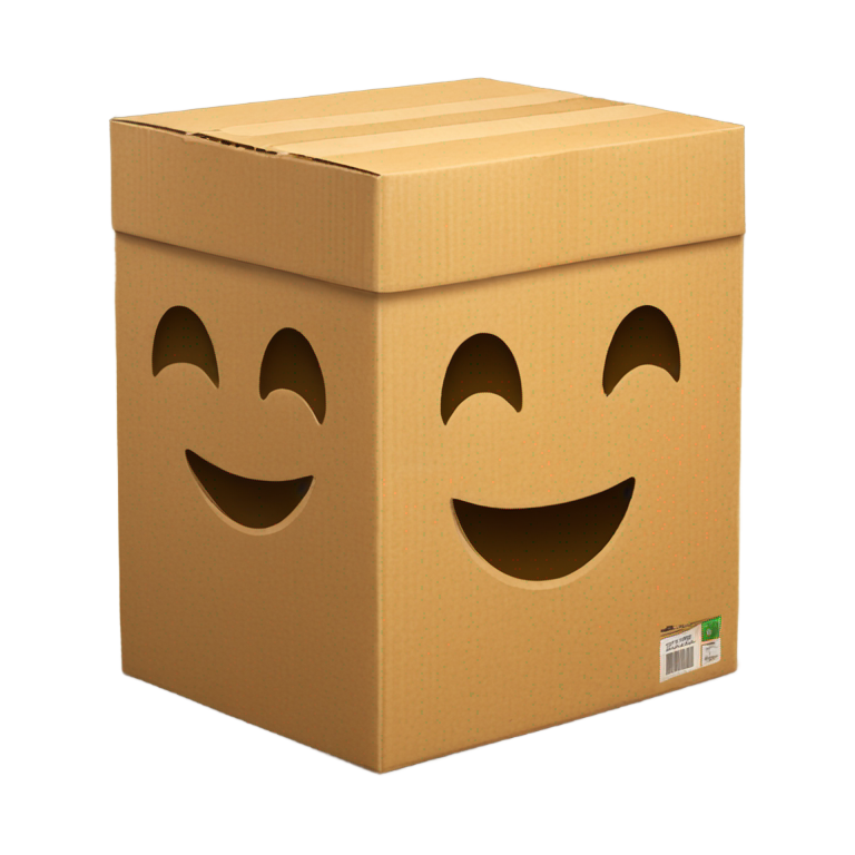 genmoji : Boîte de carton 3D pour emballage, joyeuse