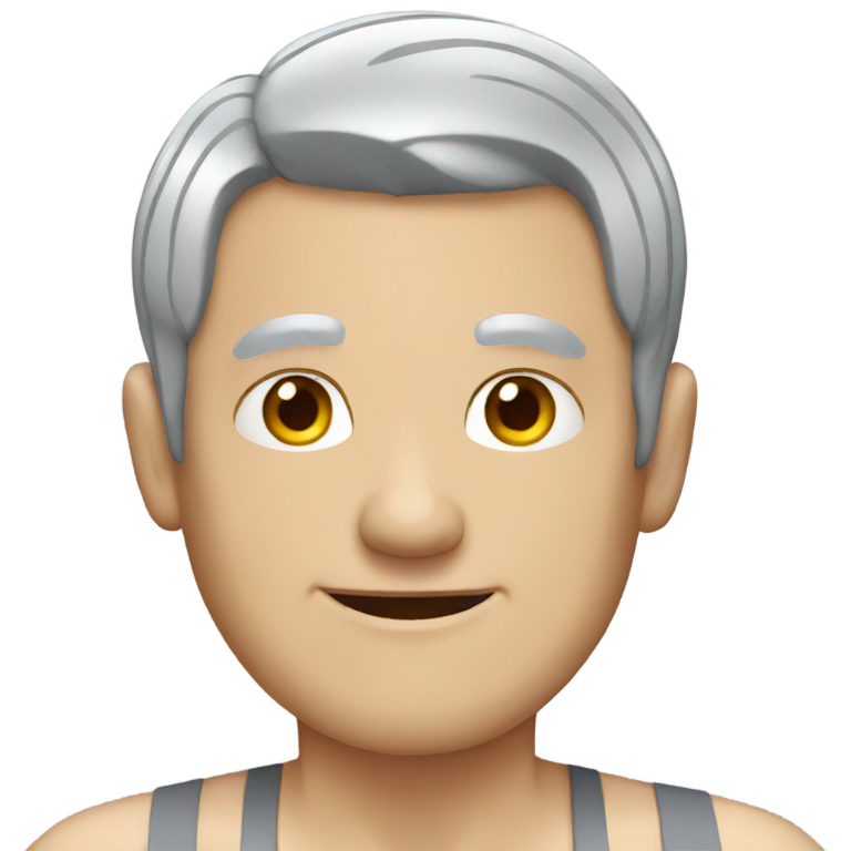 genmoji：old man with grey hair and grey striped underwear
