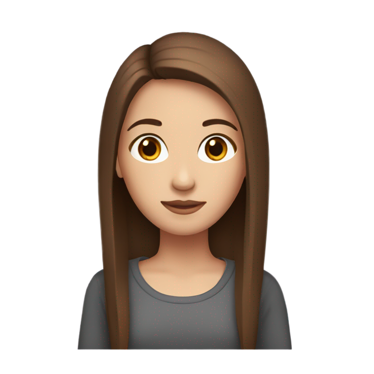 genmoji：棕色直发棕色眼睛的女孩