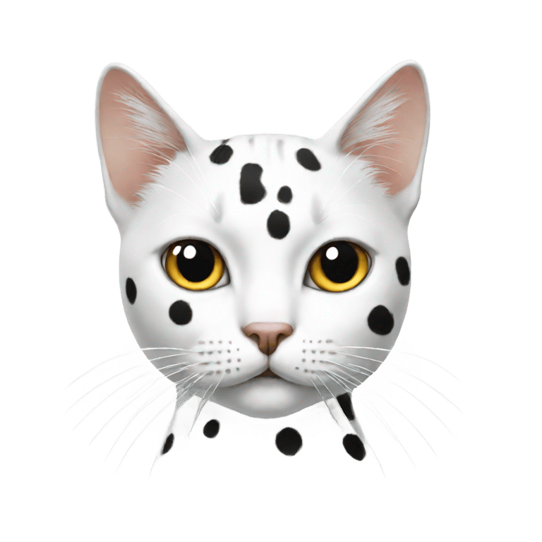 genmoji：白猫，头上有黑斑点，像剪了个头皮丸。