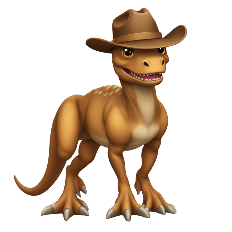 genmoji : Trex with a cowboy hat and boots