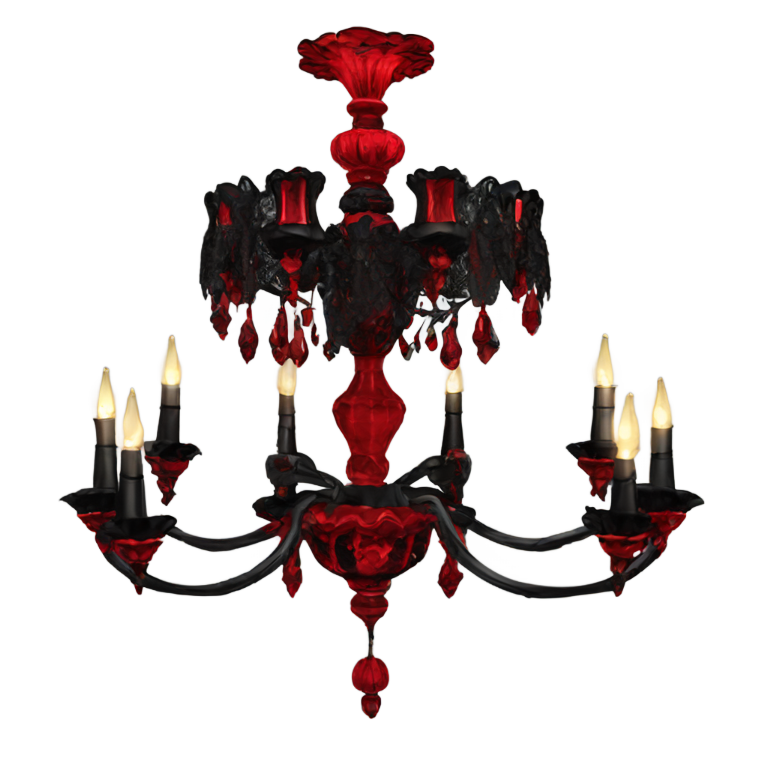genmoji: red and black gothic vintage chandelier