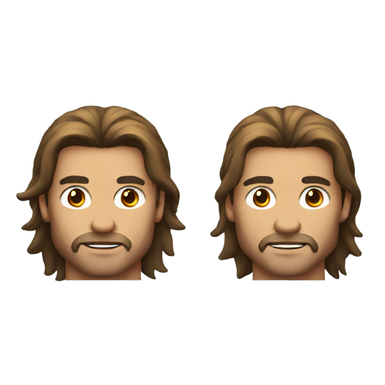 genmoji: muscular man with brown mullet no beard and mole next to nose