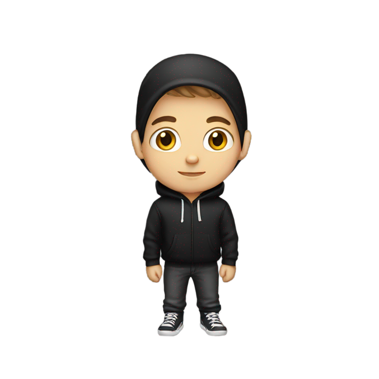 genmoji: white boy wearing black hoodie