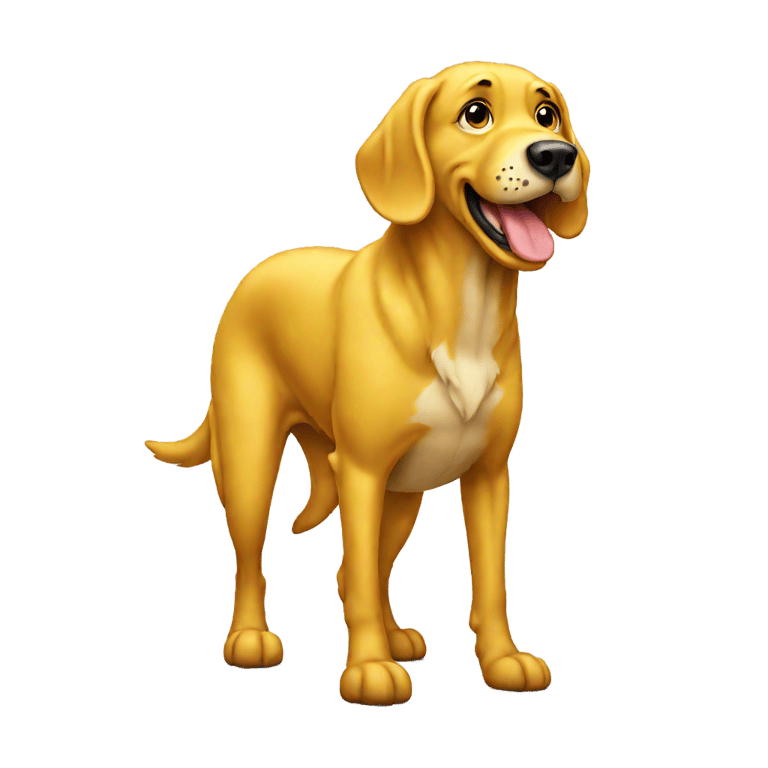 絵文字：A big yellow dog that is defecating