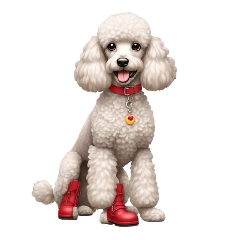 genmoji：红色靴子的卷毛犬