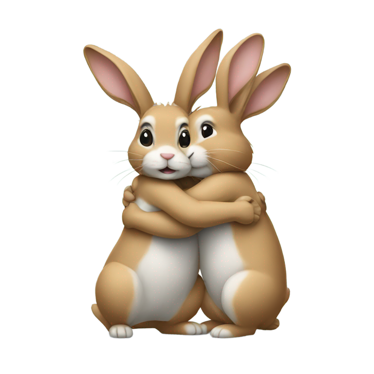 genmoji: Two rabbits hugging
