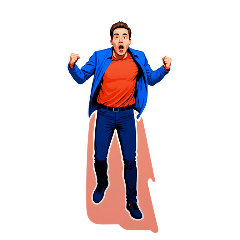 genmoji : Homme choqué qui saute