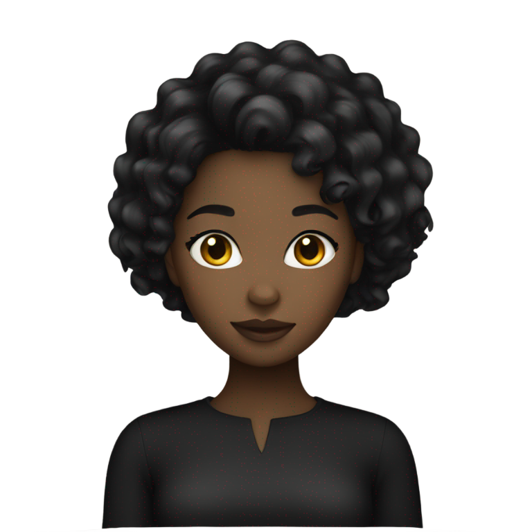 genmoji: black girl with wavy black hair in black clothing
