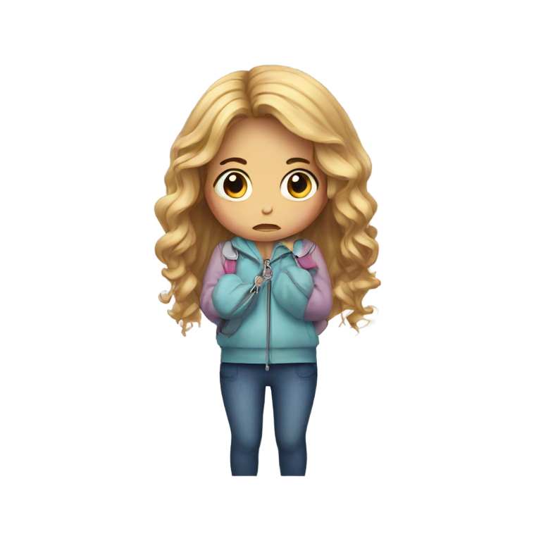 genmoji：一个非常悲伤的小女孩，嘴巴被拉链和锁代替