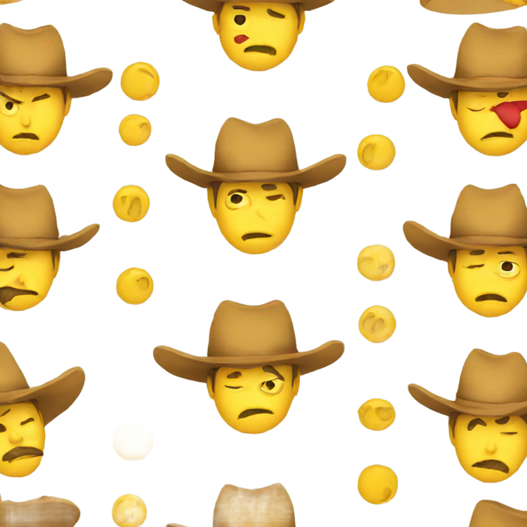 genmoji：黄色圆脸牛仔表情，悲伤