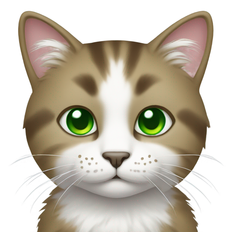 genmoji : Créez un émoji de chat avec une fourrure blanche et des yeux verts. Chat en pied.