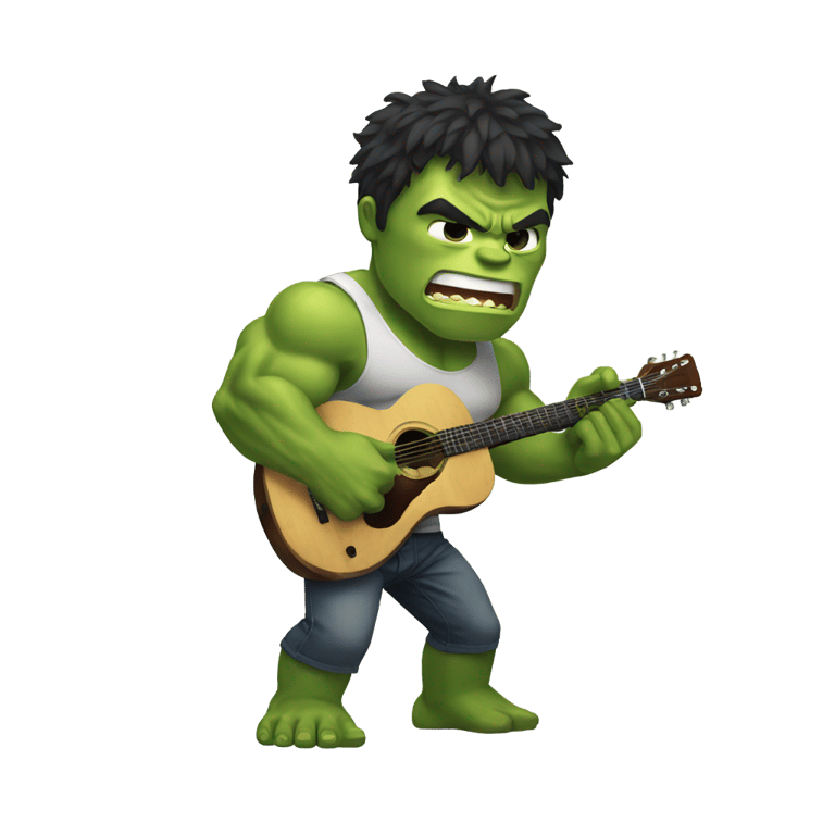 絵文字：A hulk playing guitar
