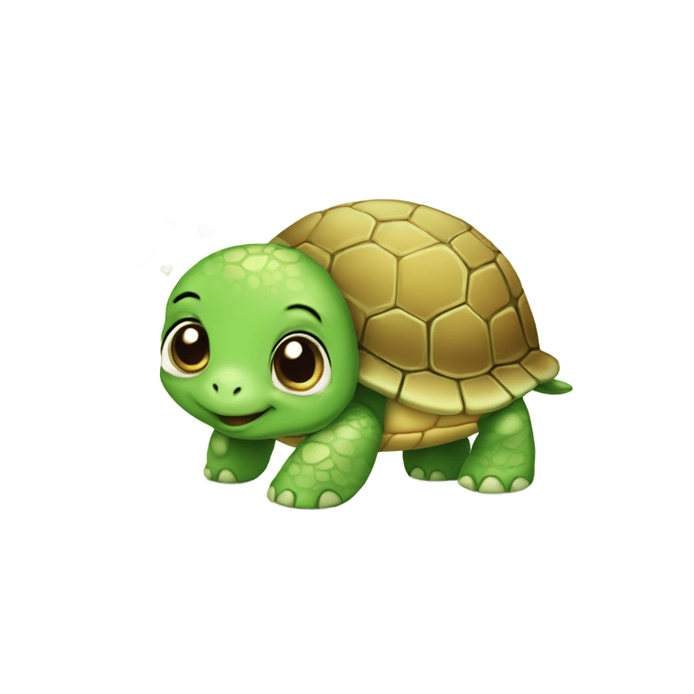 genmoji : Cute baby turtle with heart eyes