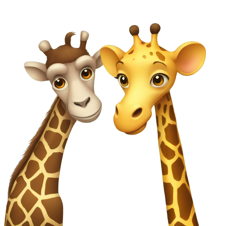 genmoji: Monkey and Giraffe holding hands
