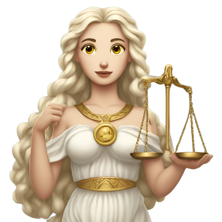 絵文字：white skinned goddess femida with scales of justice in her hands with