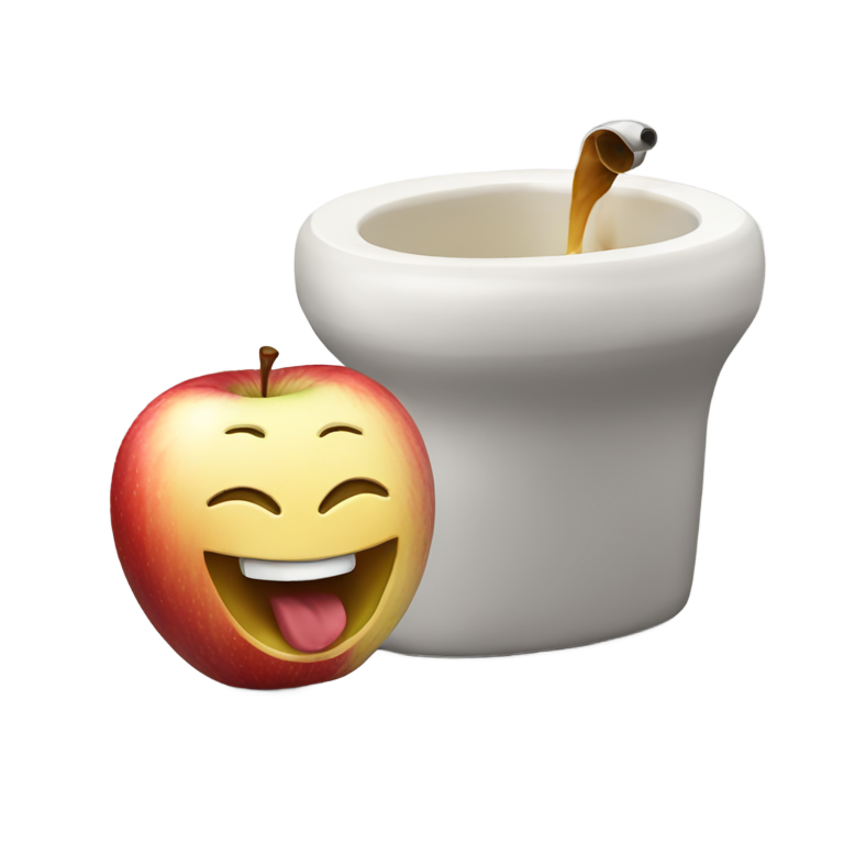 genmoji : Personne riant en chiant dans une pomme