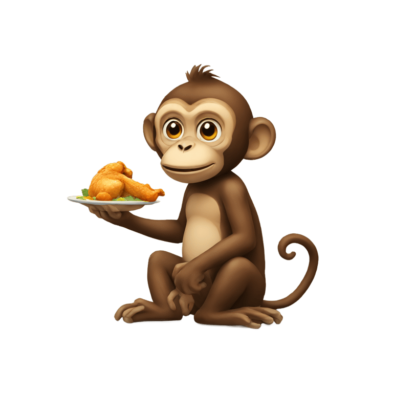 絵文字：サルがチキンを食べる