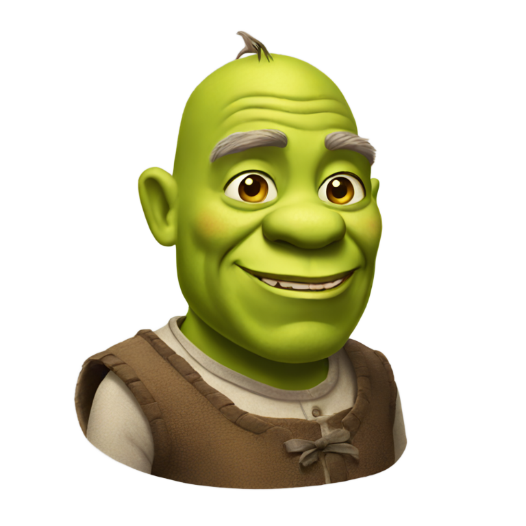 genmoji: Shrek at an older age