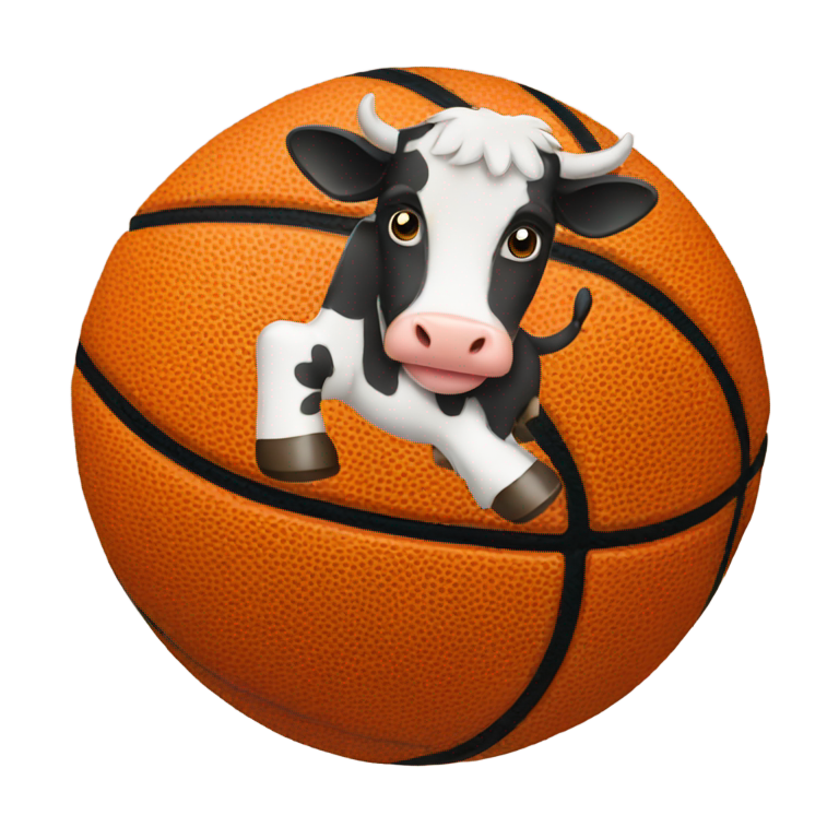 genmoji: cow in basketball shape