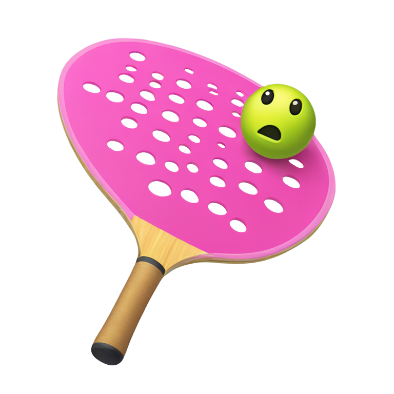 genmoji : Raquette et balle de pickleball rose