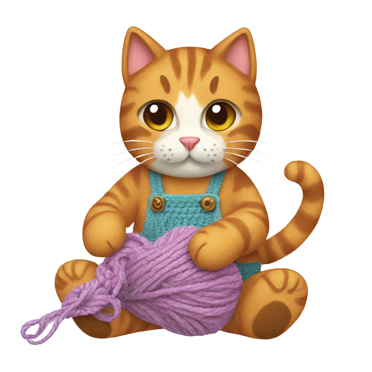 genmoji : Chat en train de crocheter
