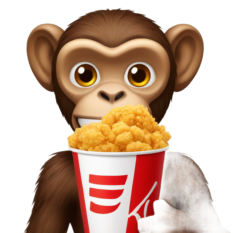 絵文字：KFCを食べるサル