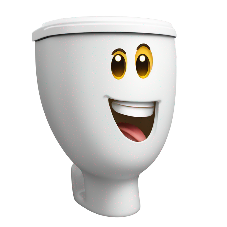 genmoji : Tête souriante avec long cou dans une toilette ouverte