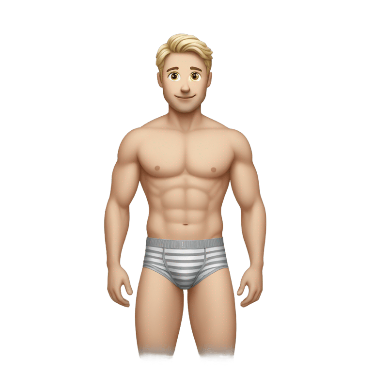 genmoji：身穿灰色条纹内裤的白人男子