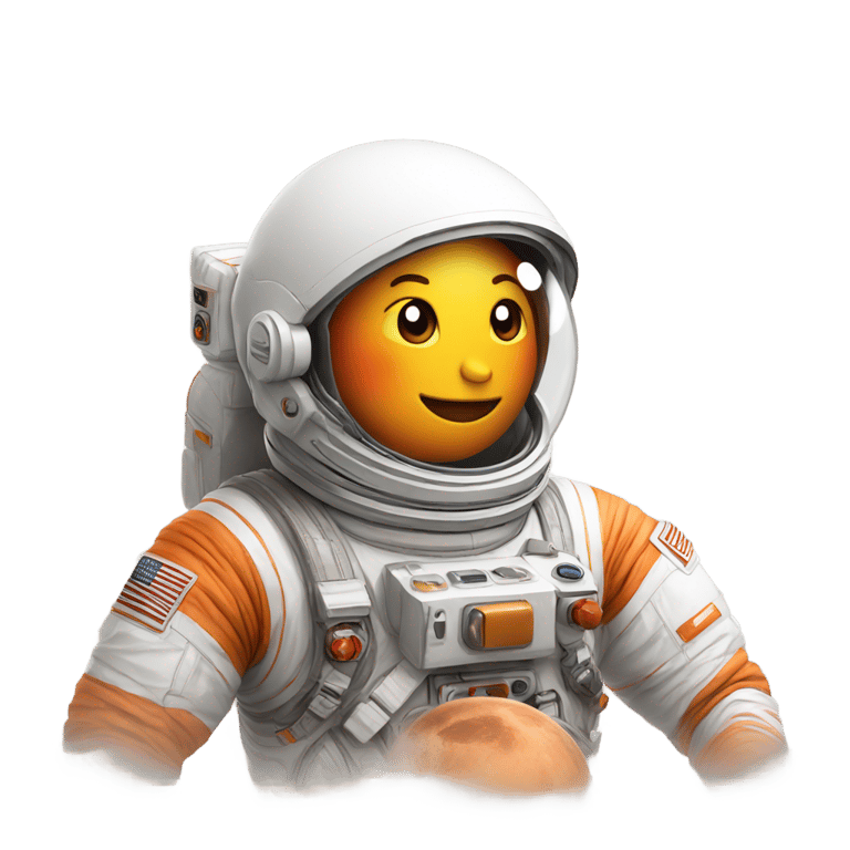 genmoji : Mars in space white background orange
