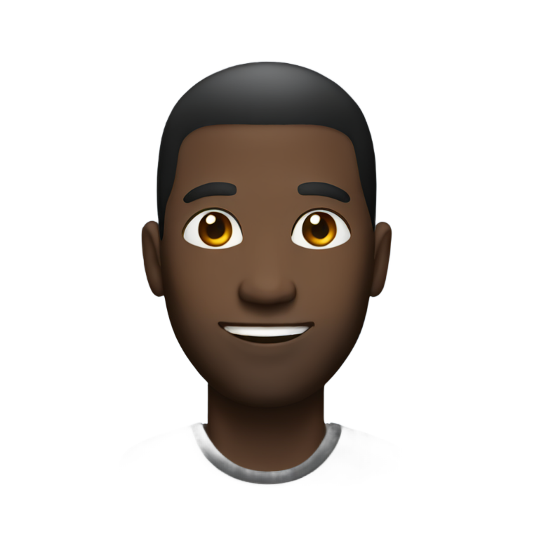 genmoji : Grand type noir avec une coupe en dégradé et des cheveux raides