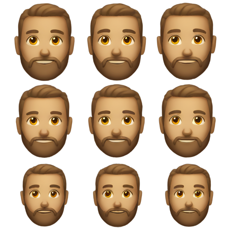 genmoji：一个肤色金黄的酷帅哥

同一个留胡子的帅哥
