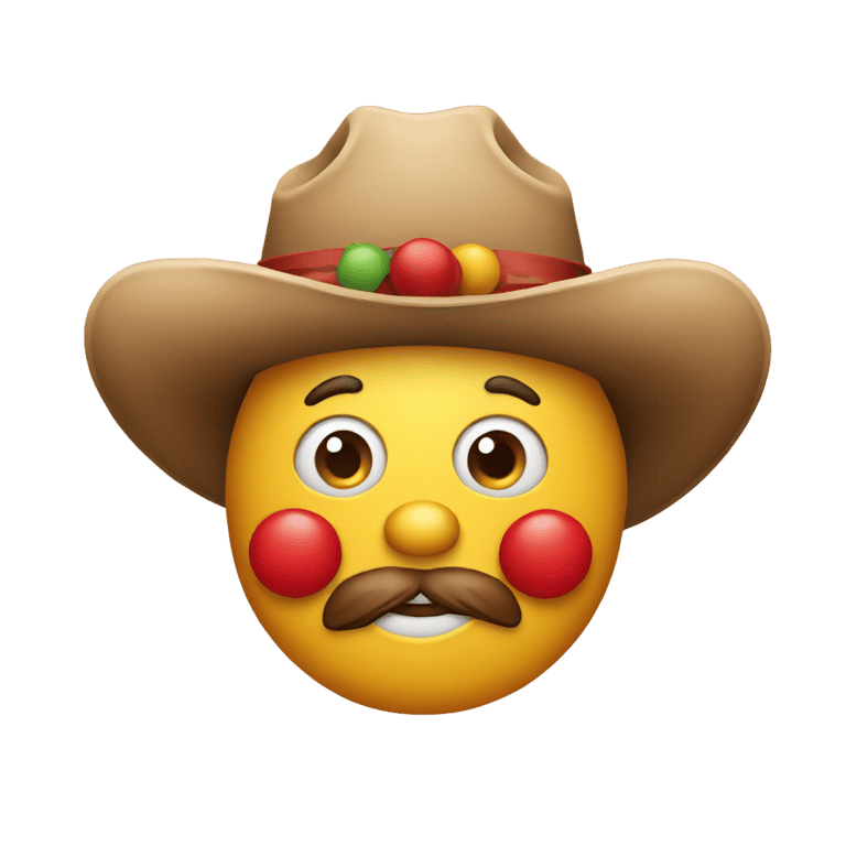 genmoji : Clown emoji with cowboy emoji hat