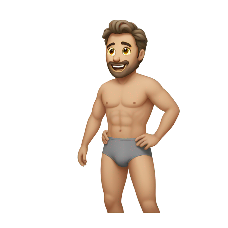 genmoji：穿灰色内裤的男人