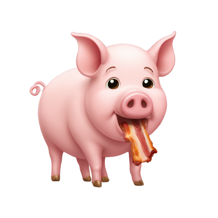 絵文字：ベーコンを食べる豚